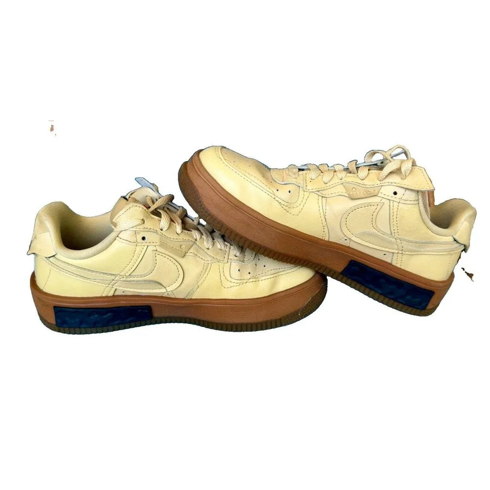 Nike Air Force 1 Fontanka Sesame Gum Brown Leather Sneakers Women's 7 DH1290-201
